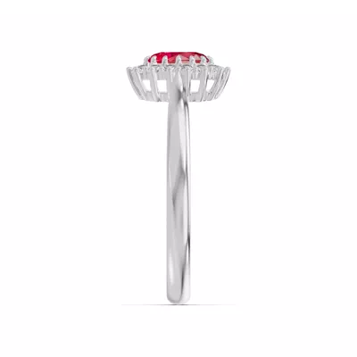 Iconic Oval Ruby & Lab Diamond Halo Ring (6x4mm)