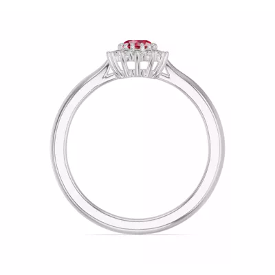 Iconic Oval Ruby & Diamond Halo Ring (6x4mm)
