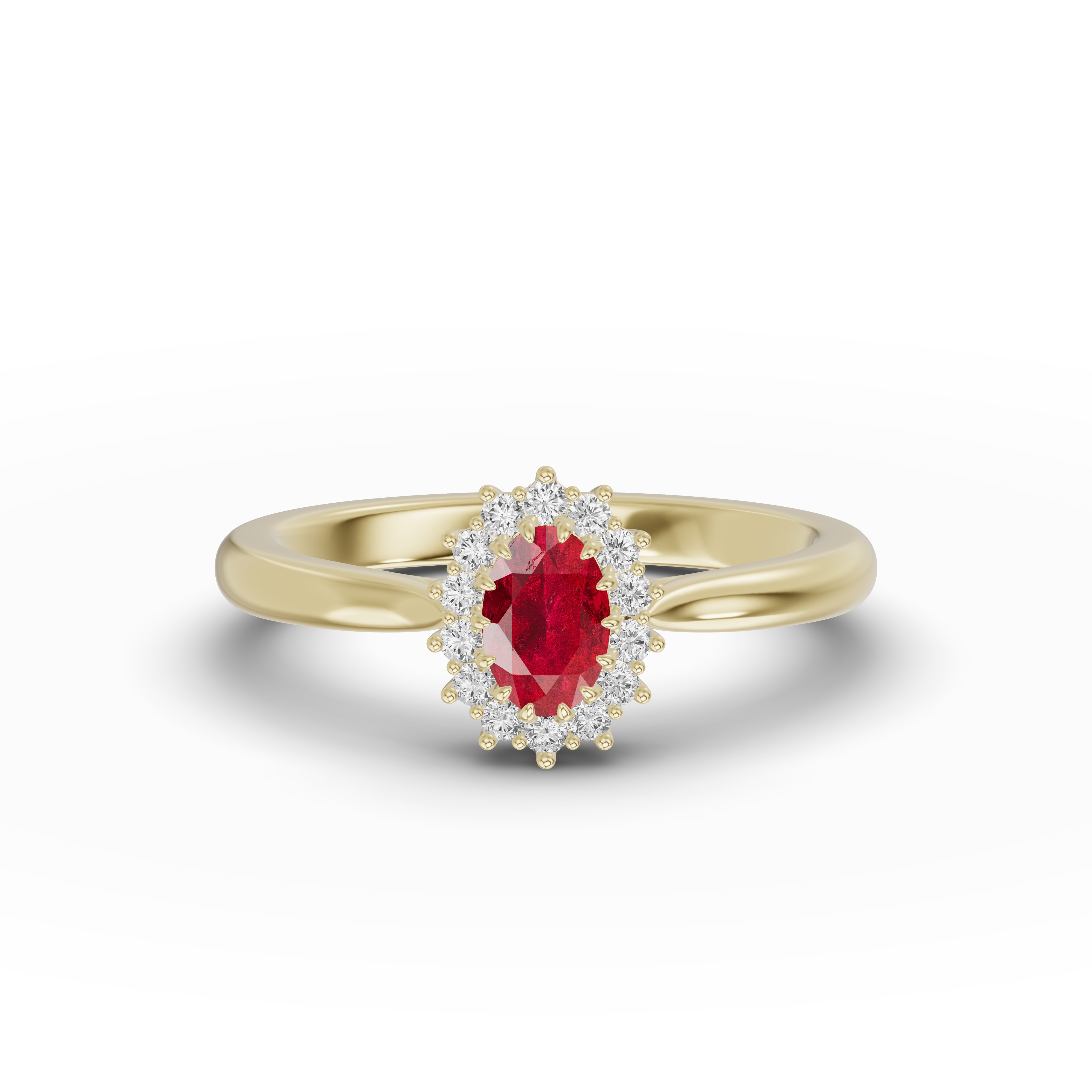 Iconic Oval Ruby & Lab Diamond Halo Ring (6x4mm)