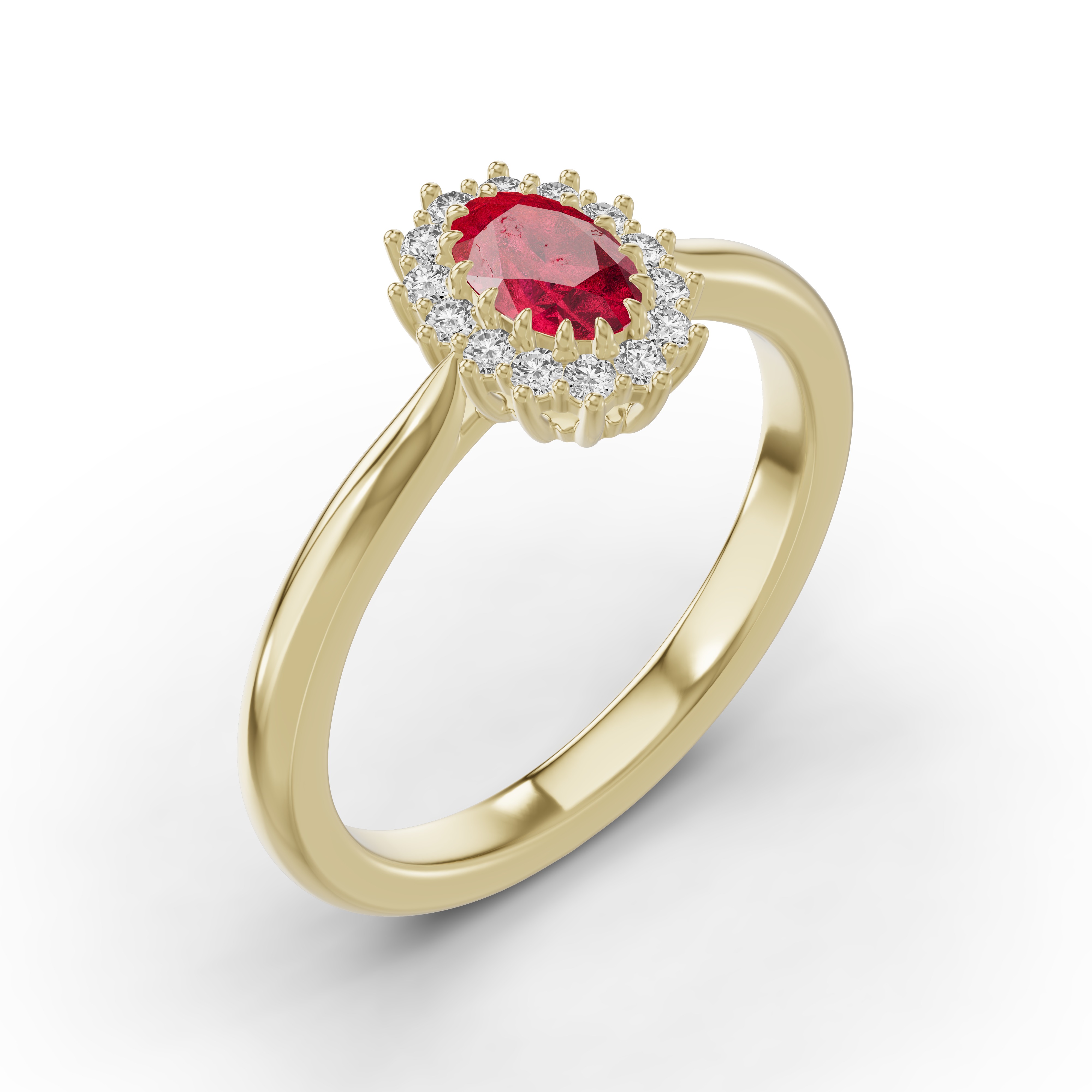 Iconic Oval Ruby & Lab Diamond Halo Ring (6x4mm)