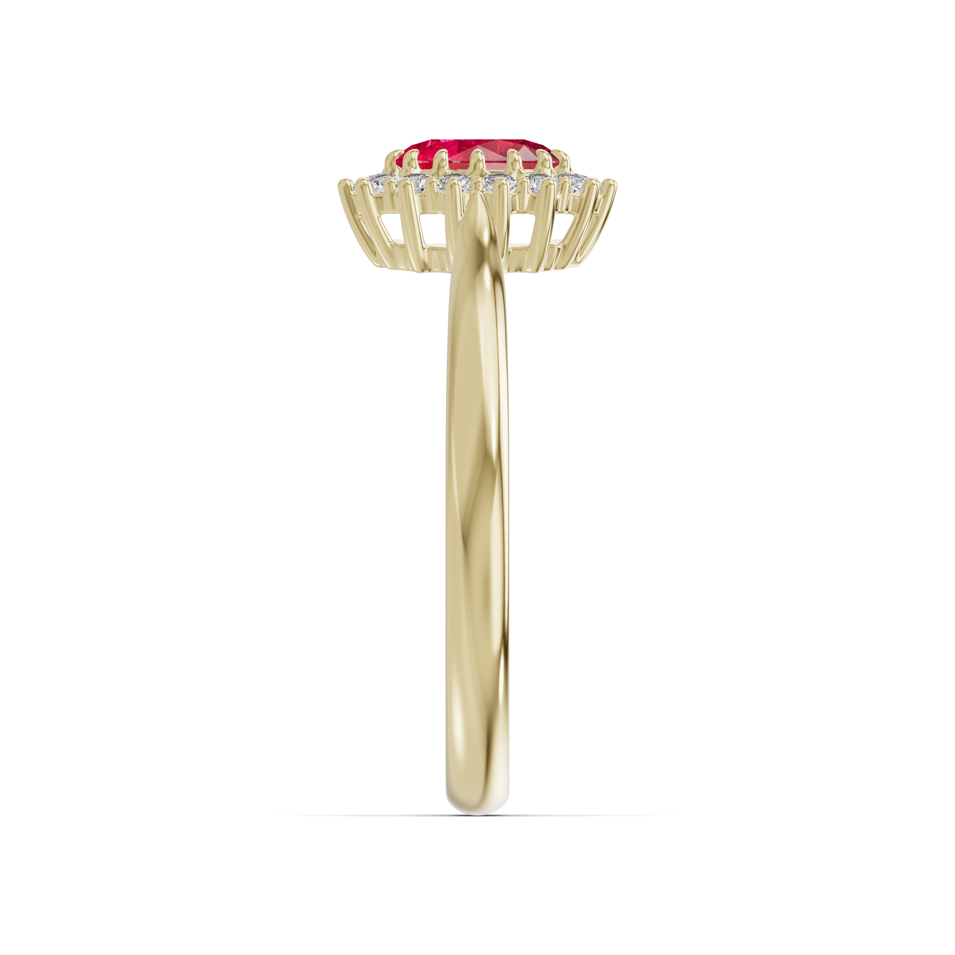 Iconic Oval Ruby & Lab Diamond Halo Ring (6x4mm)