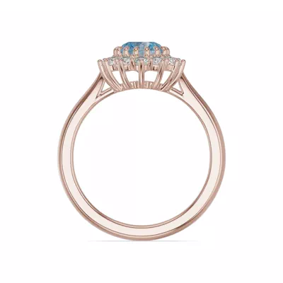 Iconic Oval Aquamarine & Lab Diamond Halo Ring (8x6mm)