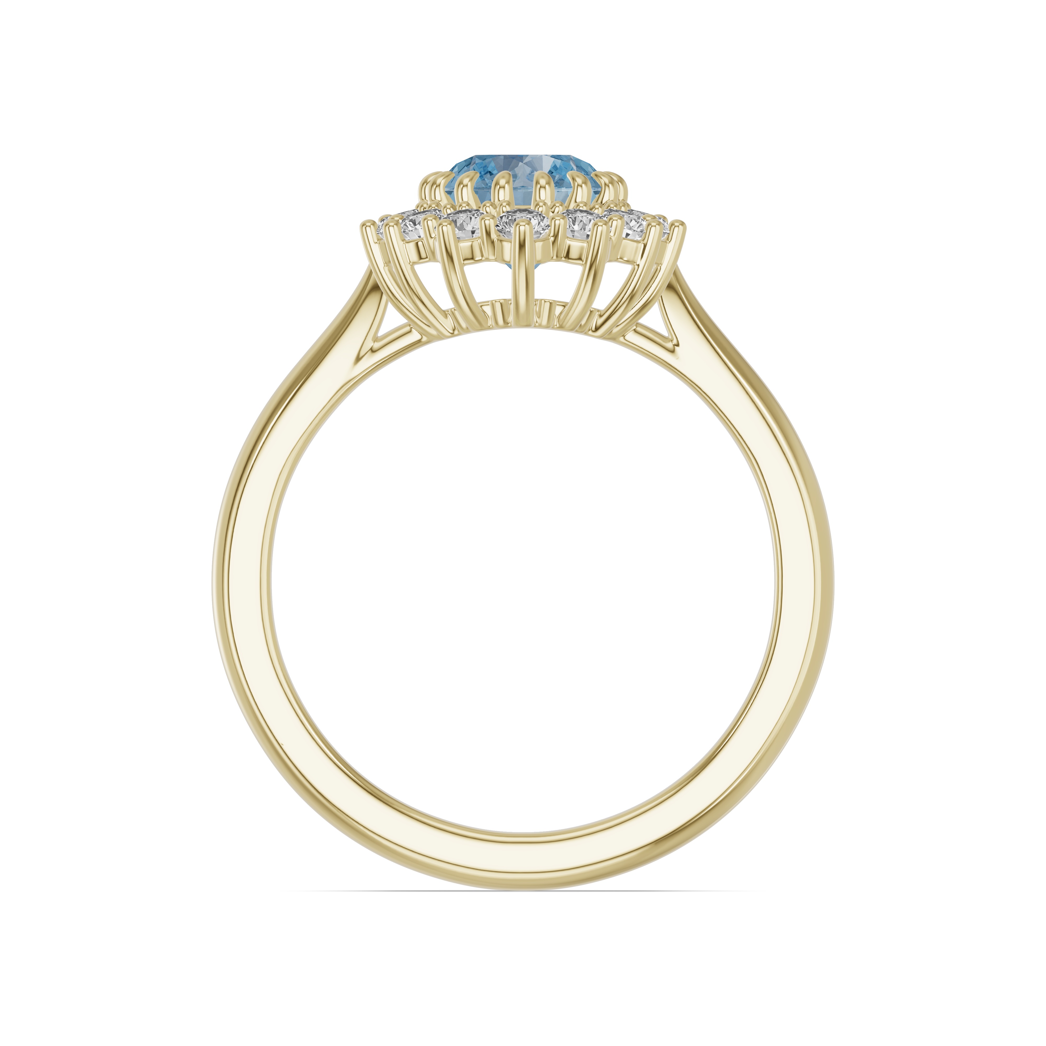 Iconic Oval Aquamarine & Lab Diamond Halo Ring (8x6mm)