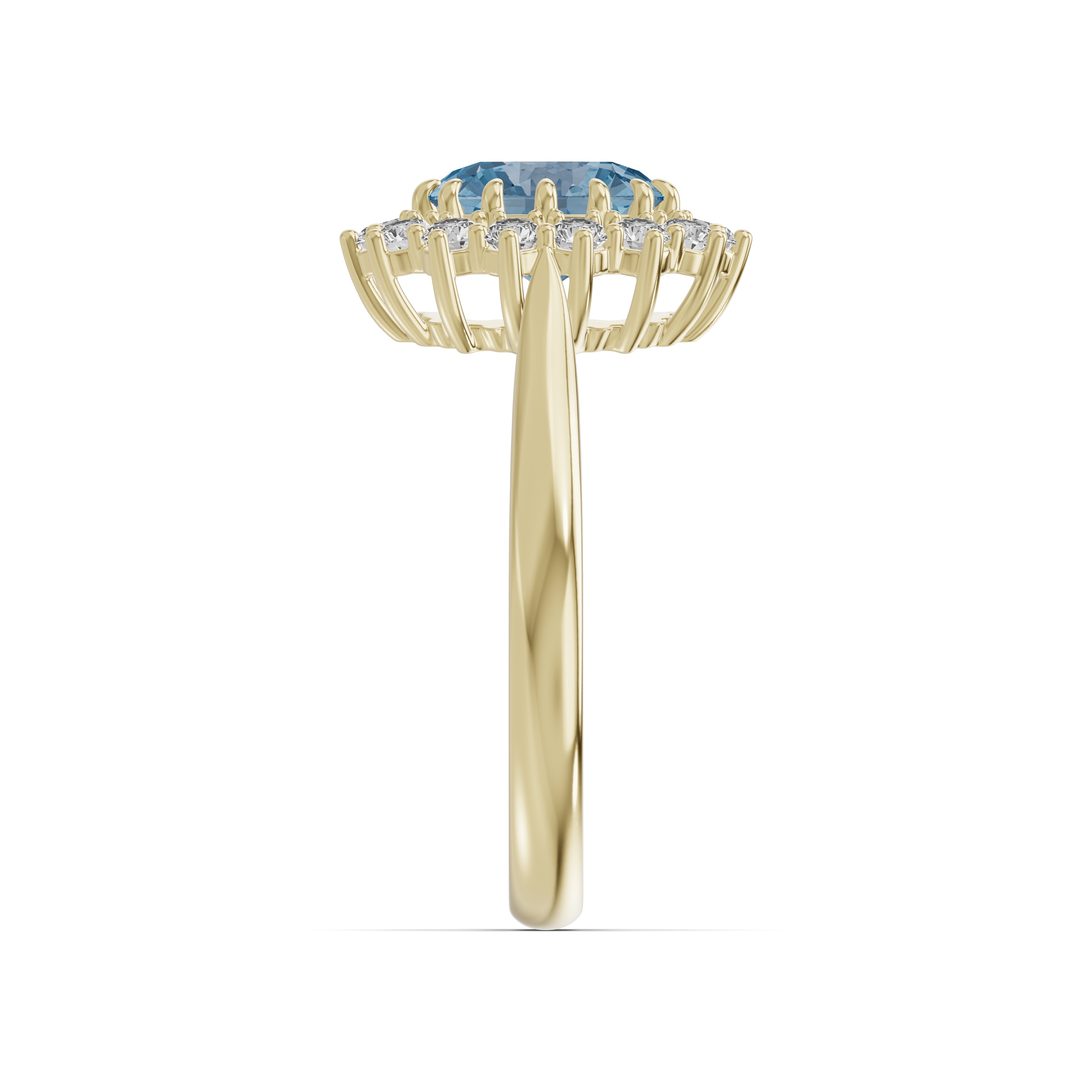 Iconic Oval Aquamarine & Lab Diamond Halo Ring (8x6mm)