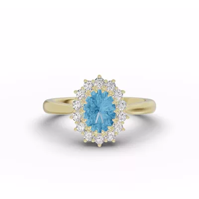 Iconic Oval Aquamarine & Diamond Halo Ring (8x6mm)