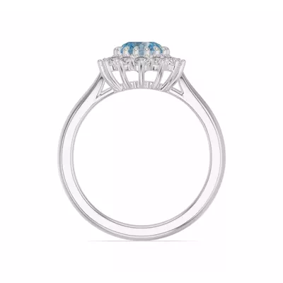 Iconic Oval Aquamarine & Lab Diamond Halo Ring (8x6mm)