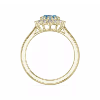 Iconic Oval Aquamarine & Diamond Halo Ring (8x6mm)
