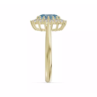 Iconic Oval Aquamarine & Diamond Halo Ring (8x6mm)