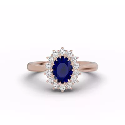 Iconic Oval Sapphire & Diamond Halo Ring (8x6mm)