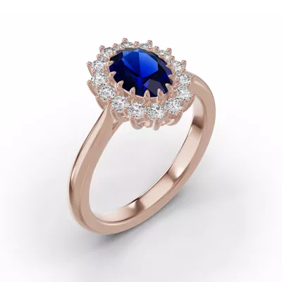 Iconic Oval Sapphire & Diamond Halo Ring (8x6mm)