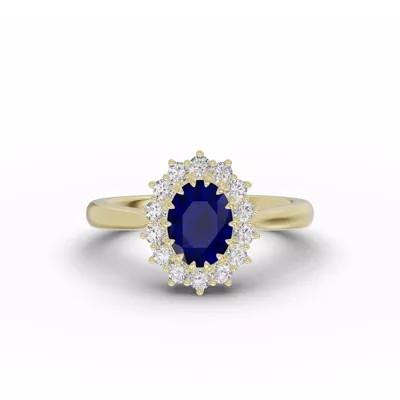 Iconic Oval Sapphire & Lab Diamond Halo Ring (8x6mm)