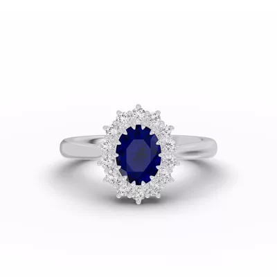 Iconic Oval Sapphire & Diamond Halo Ring (8x6mm)