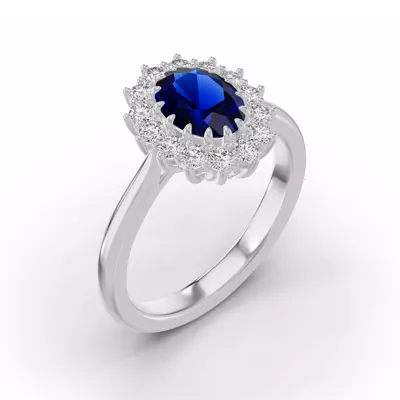 Iconic Oval Sapphire & Diamond Halo Ring (8x6mm)