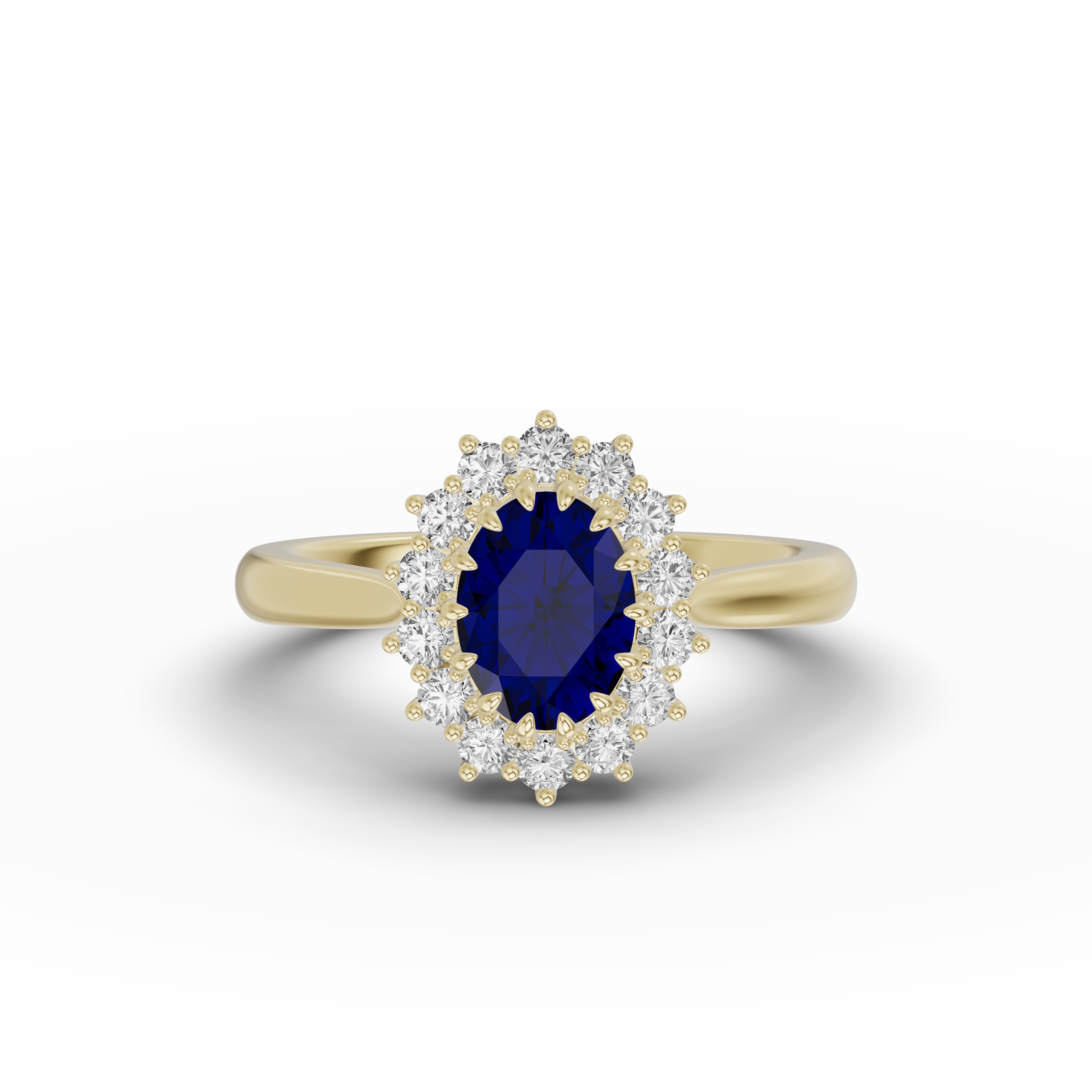 Iconic Oval Sapphire & Lab Diamond Halo Ring (8x6mm)