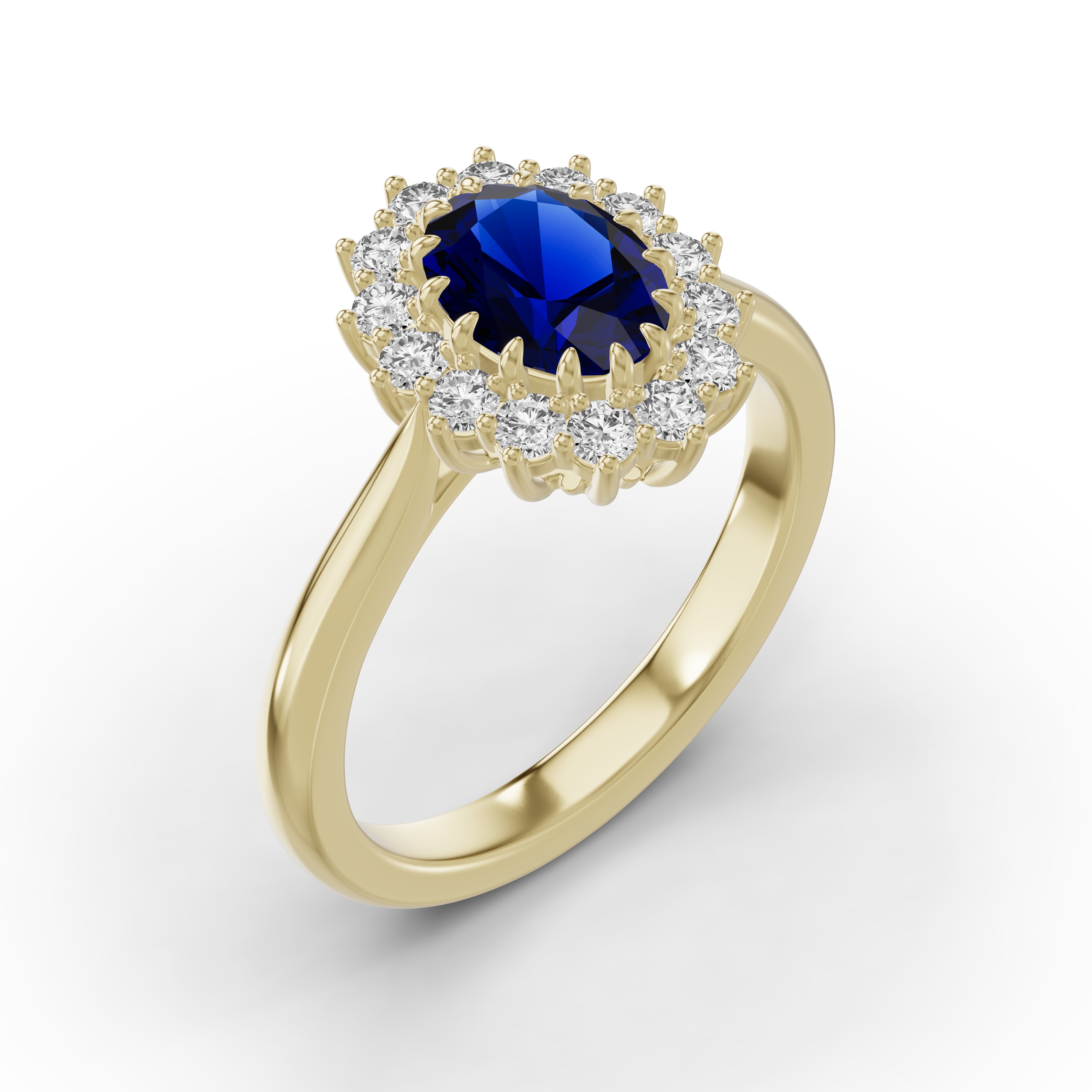 Iconic Oval Sapphire & Lab Diamond Halo Ring (8x6mm)