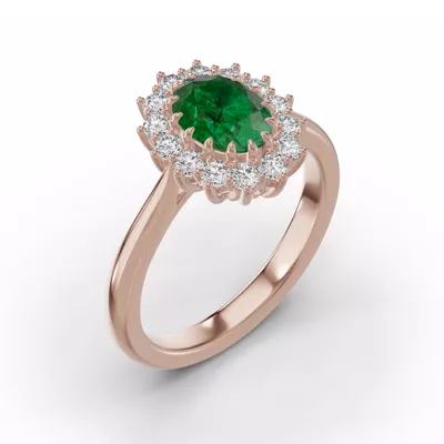 Iconic Oval Emerald & Diamond Halo Ring (8x6mm)