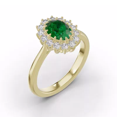 Iconic Oval Emerald & Lab Diamond Halo Ring (8x6mm)