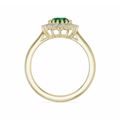 Iconic Oval Emerald & Lab Diamond Halo Ring (8x6mm)