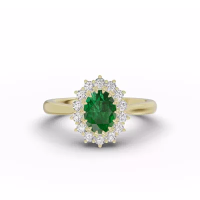 Iconic Oval Emerald & Lab Diamond Halo Ring (8x6mm)