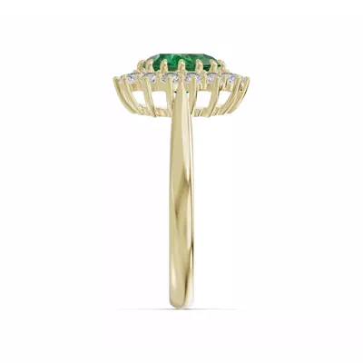 Iconic Oval Emerald & Lab Diamond Halo Ring (8x6mm)