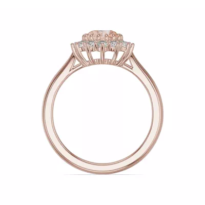 Iconic Oval Morganite & Diamond Halo Ring (8x6mm)