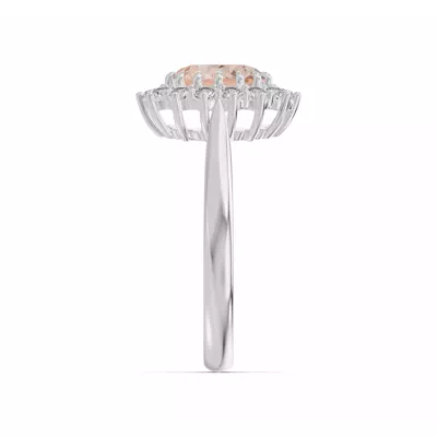 Iconic Oval Morganite & Lab Diamond Halo Ring (8x6mm)