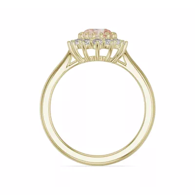 Iconic Oval Morganite & Lab Diamond Halo Ring (8x6mm)