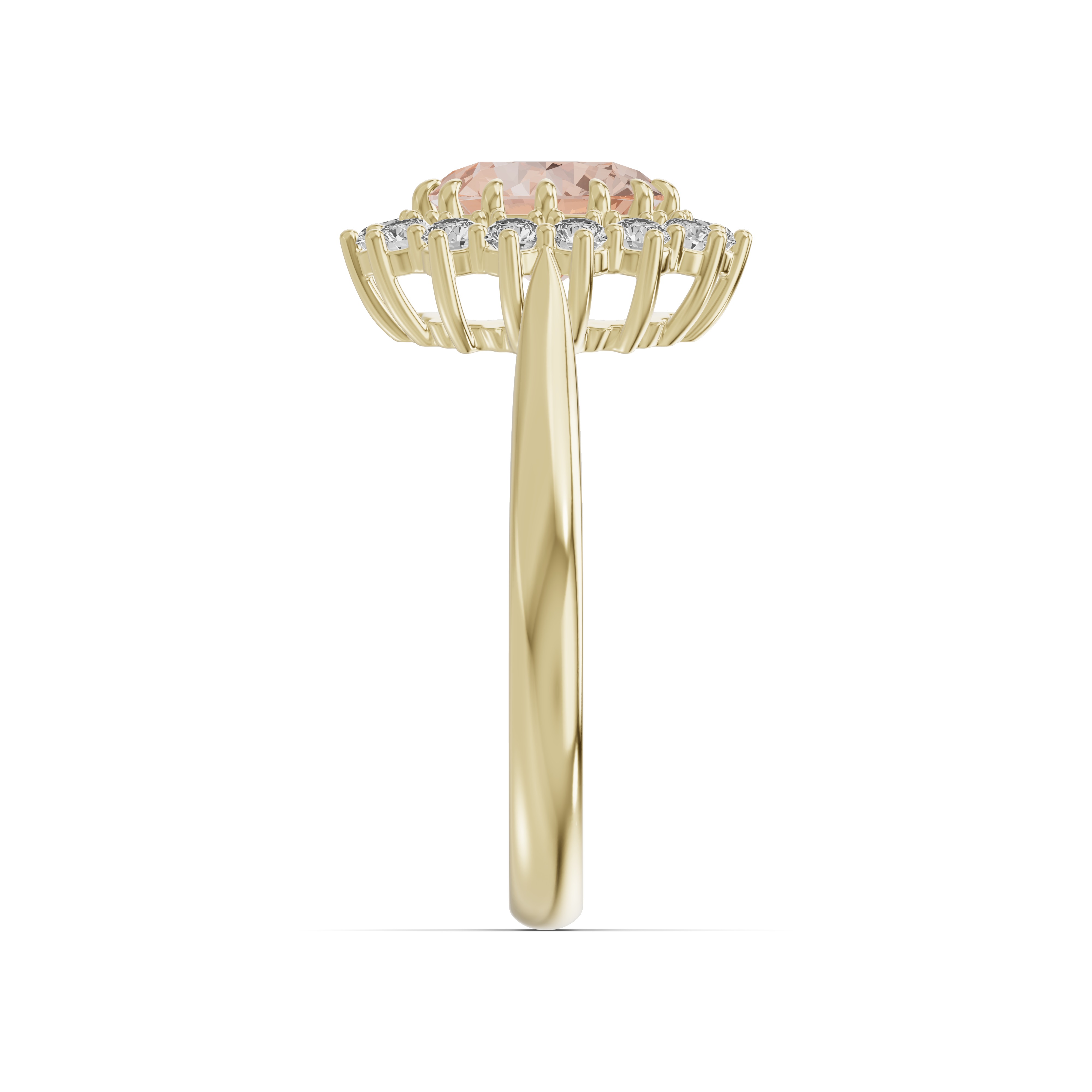Iconic Oval Morganite & Lab Diamond Halo Ring (8x6mm)