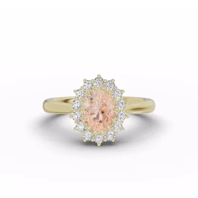 Iconic Oval Morganite & Diamond Halo Ring (8x6mm)