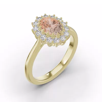 Iconic Oval Morganite & Diamond Halo Ring (8x6mm)