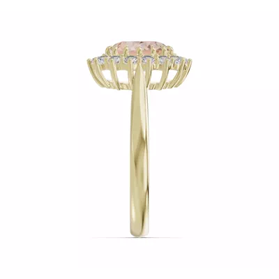 Iconic Oval Morganite & Diamond Halo Ring (8x6mm)