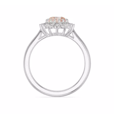 Iconic Oval Morganite & Lab Diamond Halo Ring (8x6mm)