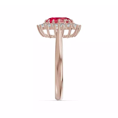 Iconic Oval Ruby & Lab Diamond Halo Ring (8x6mm)