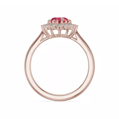 Iconic Oval Ruby & Diamond Halo Ring (8x6mm)