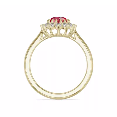 Iconic Oval Ruby & Diamond Halo Ring (8x6mm)