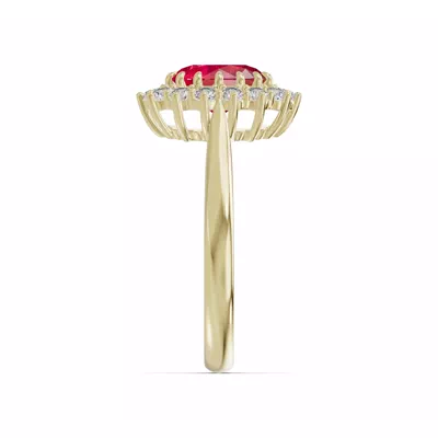 Iconic Oval Ruby & Diamond Halo Ring (8x6mm)