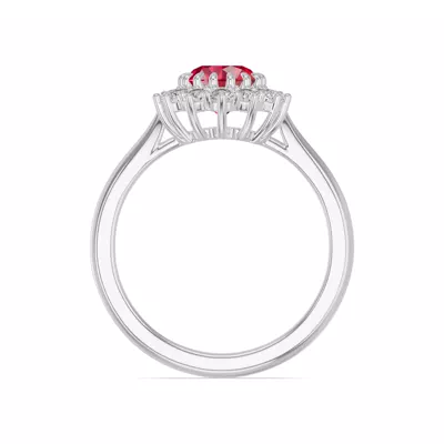 Iconic Oval Ruby & Lab Diamond Halo Ring (8x6mm)