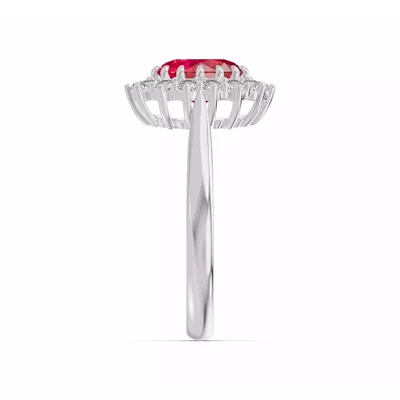 Iconic Oval Ruby & Diamond Halo Ring (8x6mm)