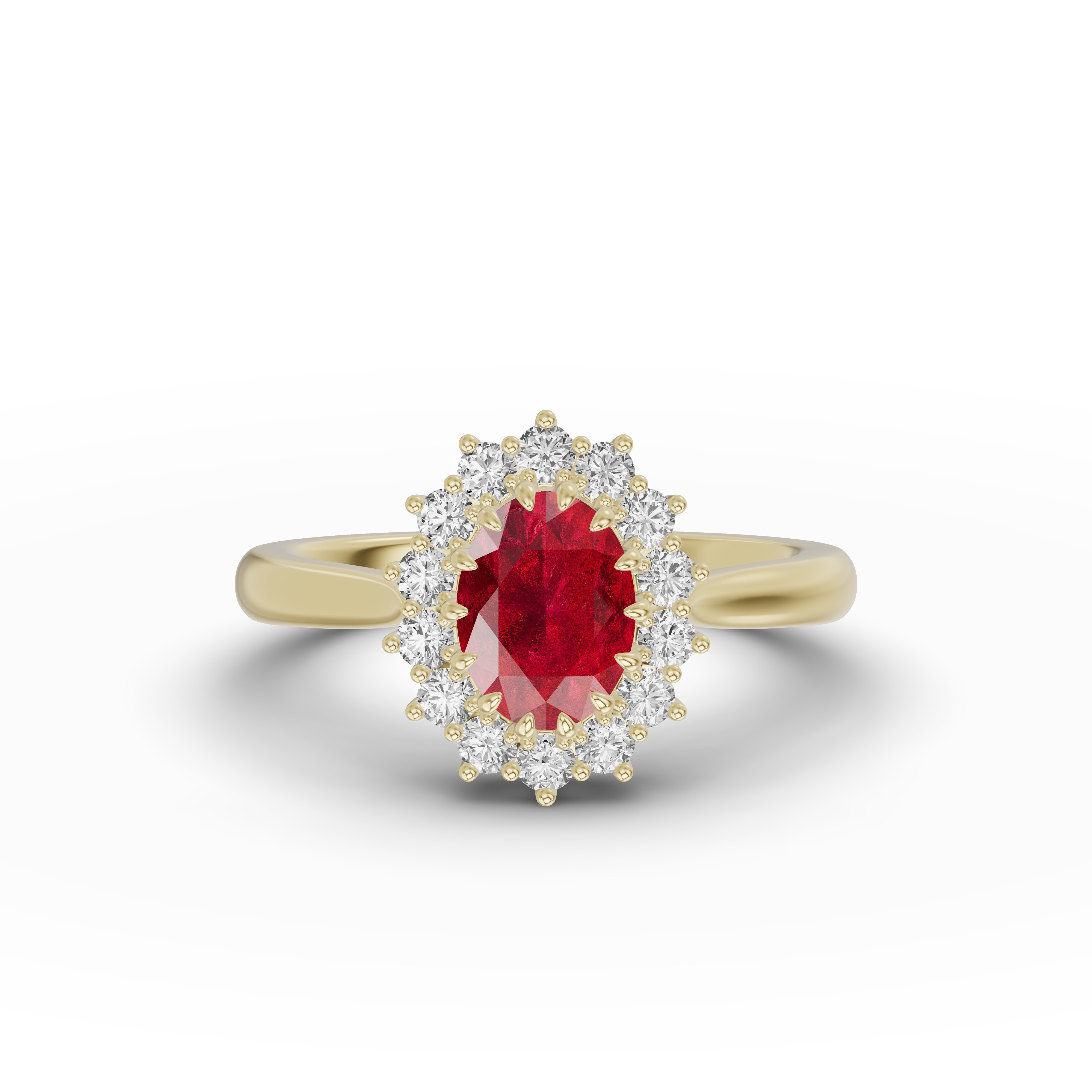 Iconic Oval Ruby & Lab Diamond Halo Ring (8x6mm)