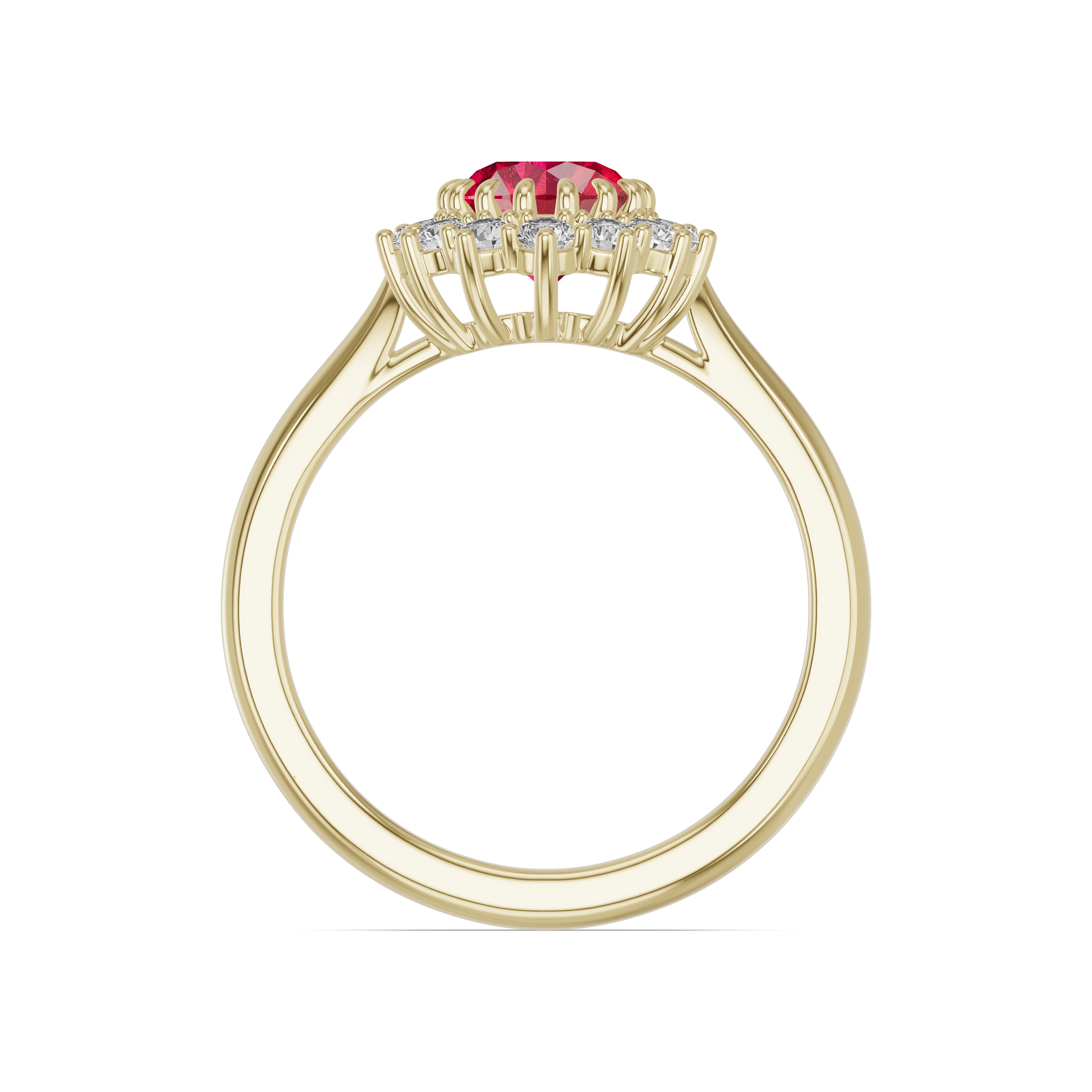 Iconic Oval Ruby & Lab Diamond Halo Ring (8x6mm)