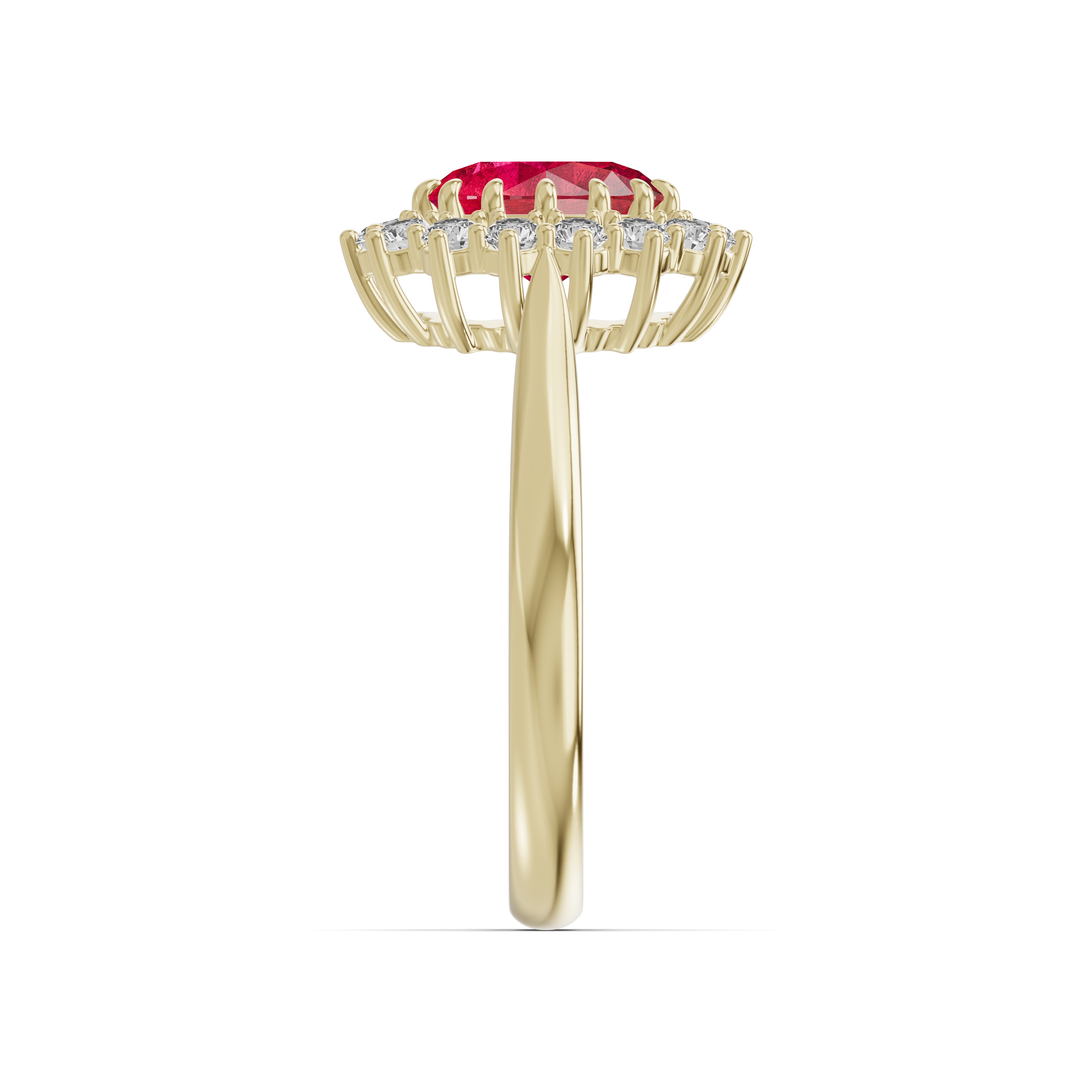 Iconic Oval Ruby & Lab Diamond Halo Ring (8x6mm)