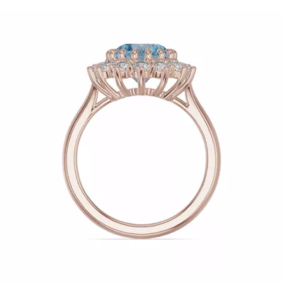 Iconic Oval Aquamarine & Diamond Halo Ring (10x8mm)