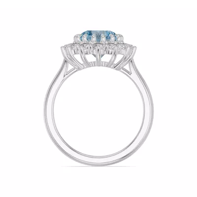 Iconic Oval Aquamarine & Diamond Halo Ring (10x8mm)