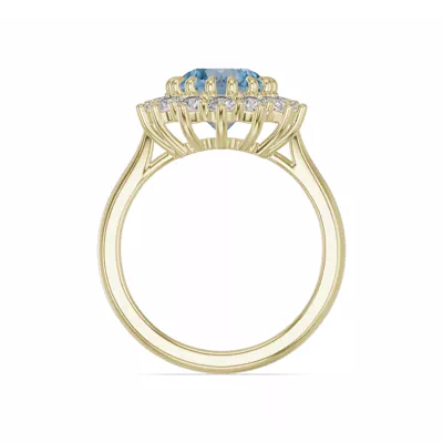 Iconic Oval Aquamarine & Diamond Halo Ring (10x8mm)