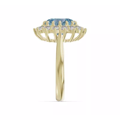 Iconic Oval Aquamarine & Diamond Halo Ring (10x8mm)