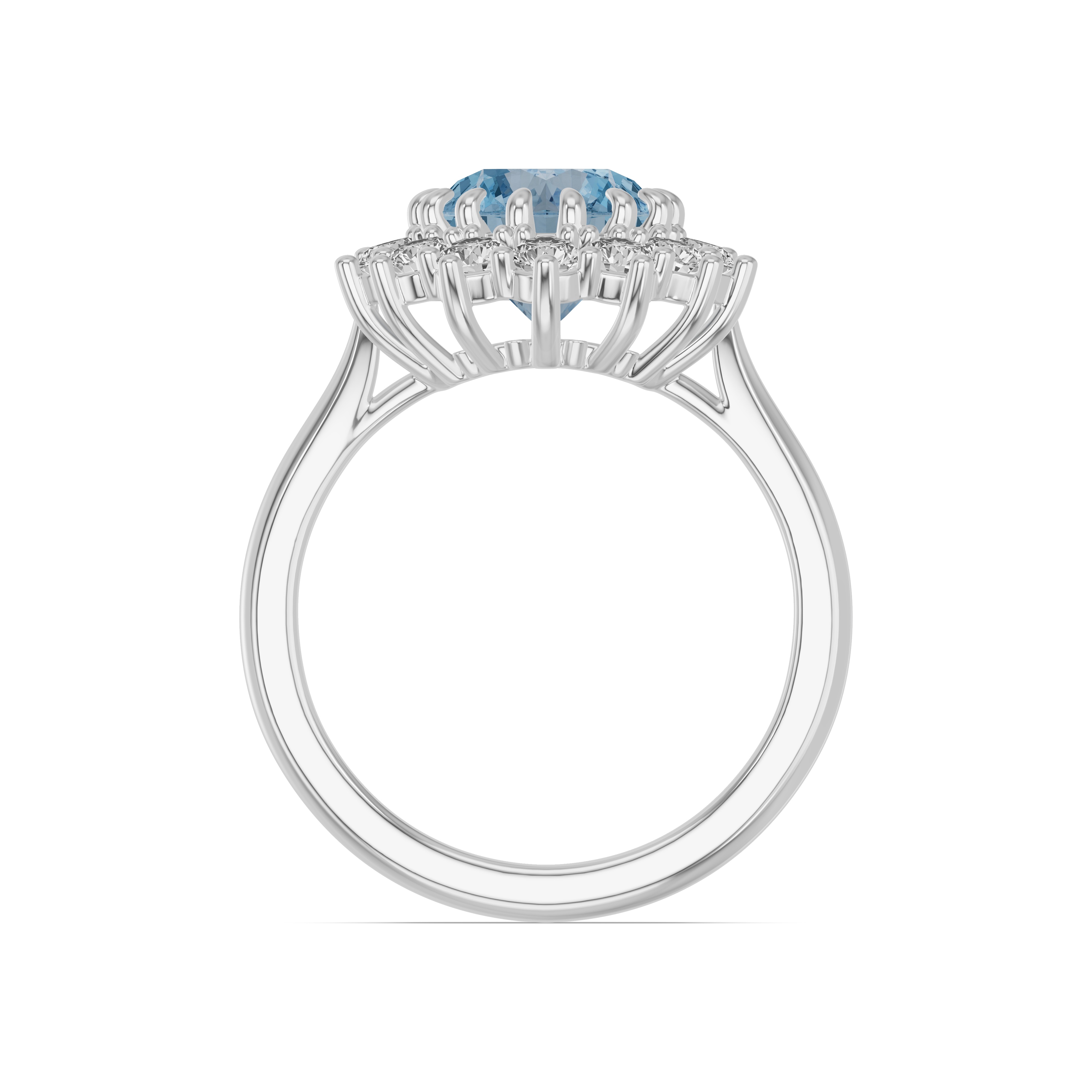 Iconic Oval Aquamarine & Diamond Halo Ring (10x8mm)