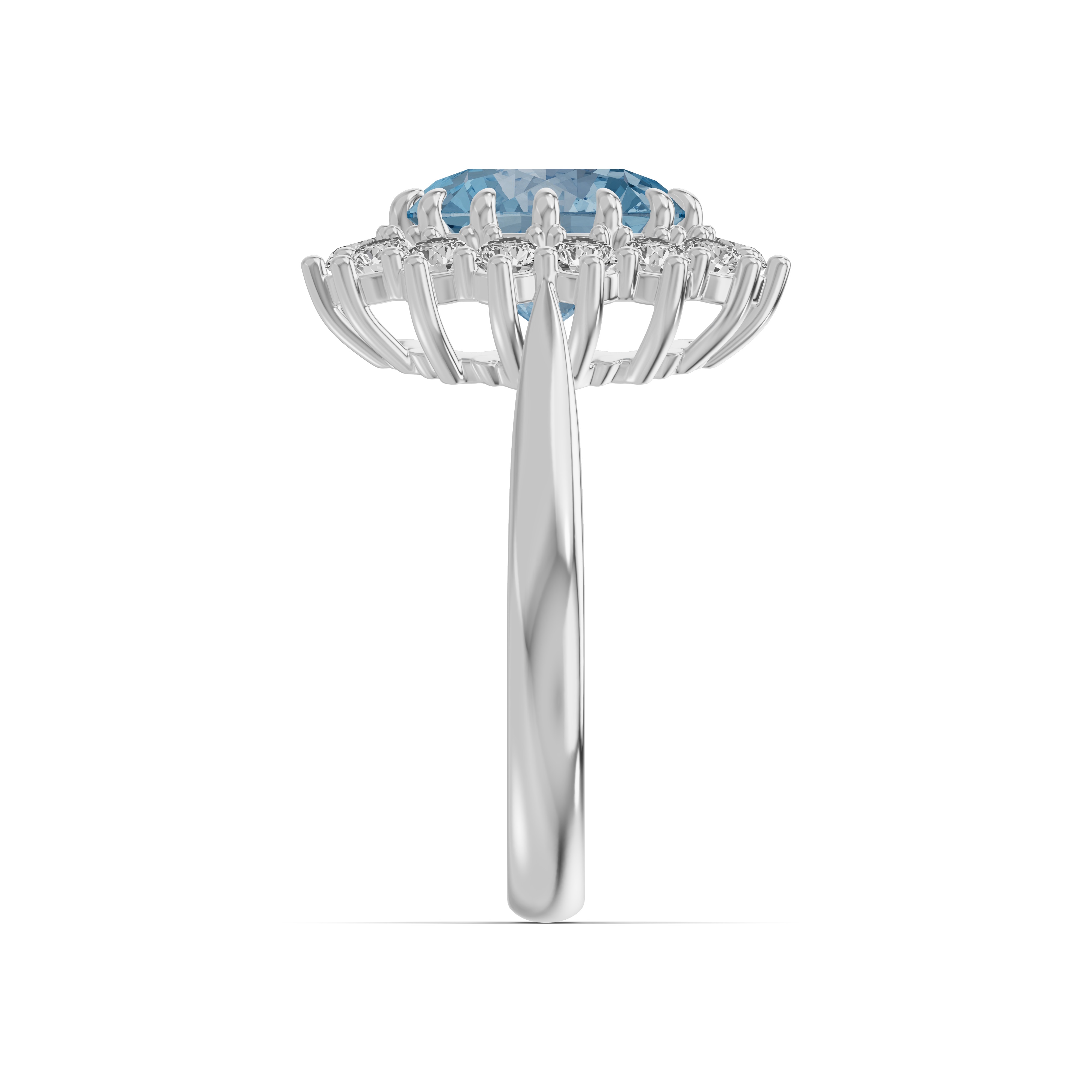 Iconic Oval Aquamarine & Diamond Halo Ring (10x8mm)