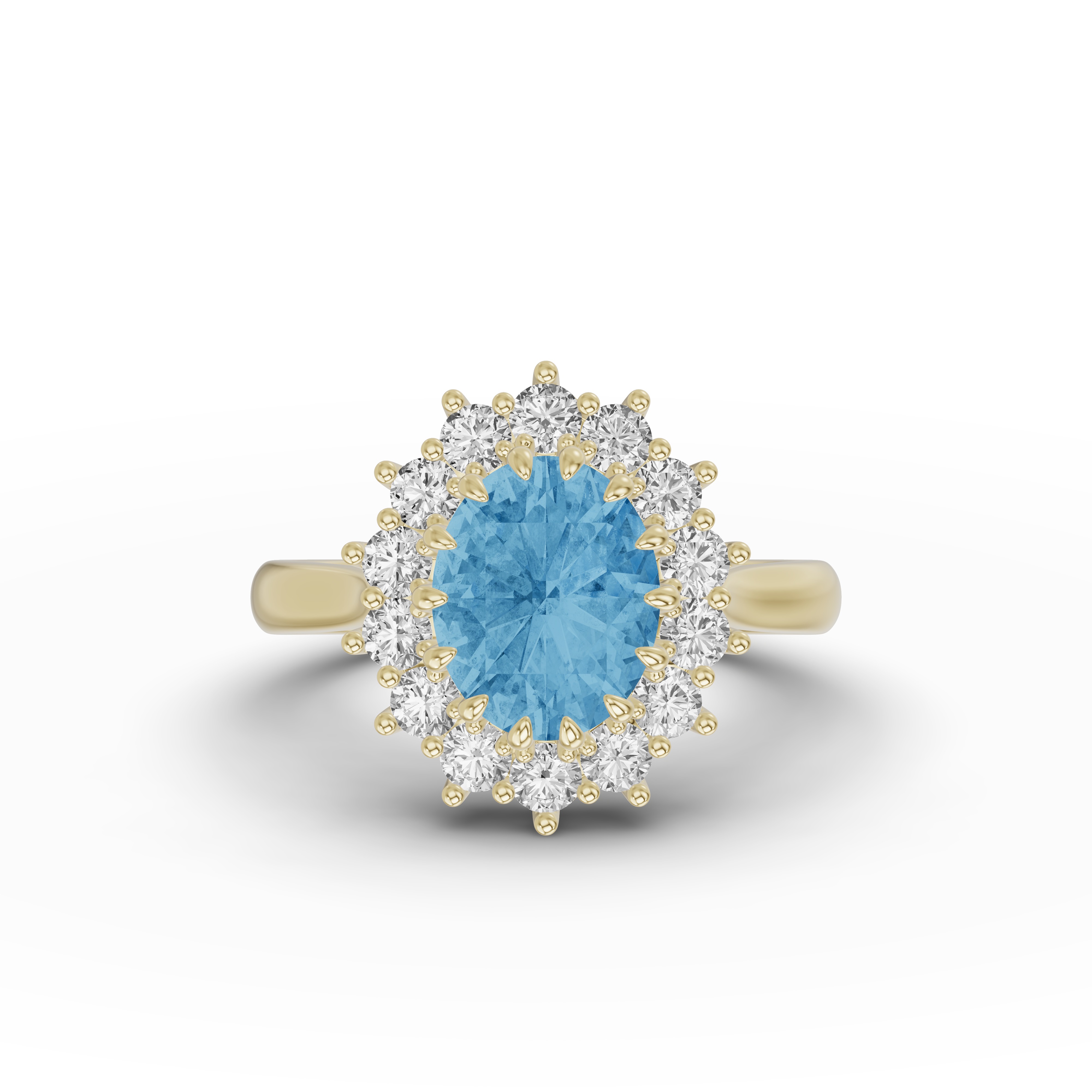 Iconic Oval Aquamarine & Lab Diamond Halo Ring (10x8mm)