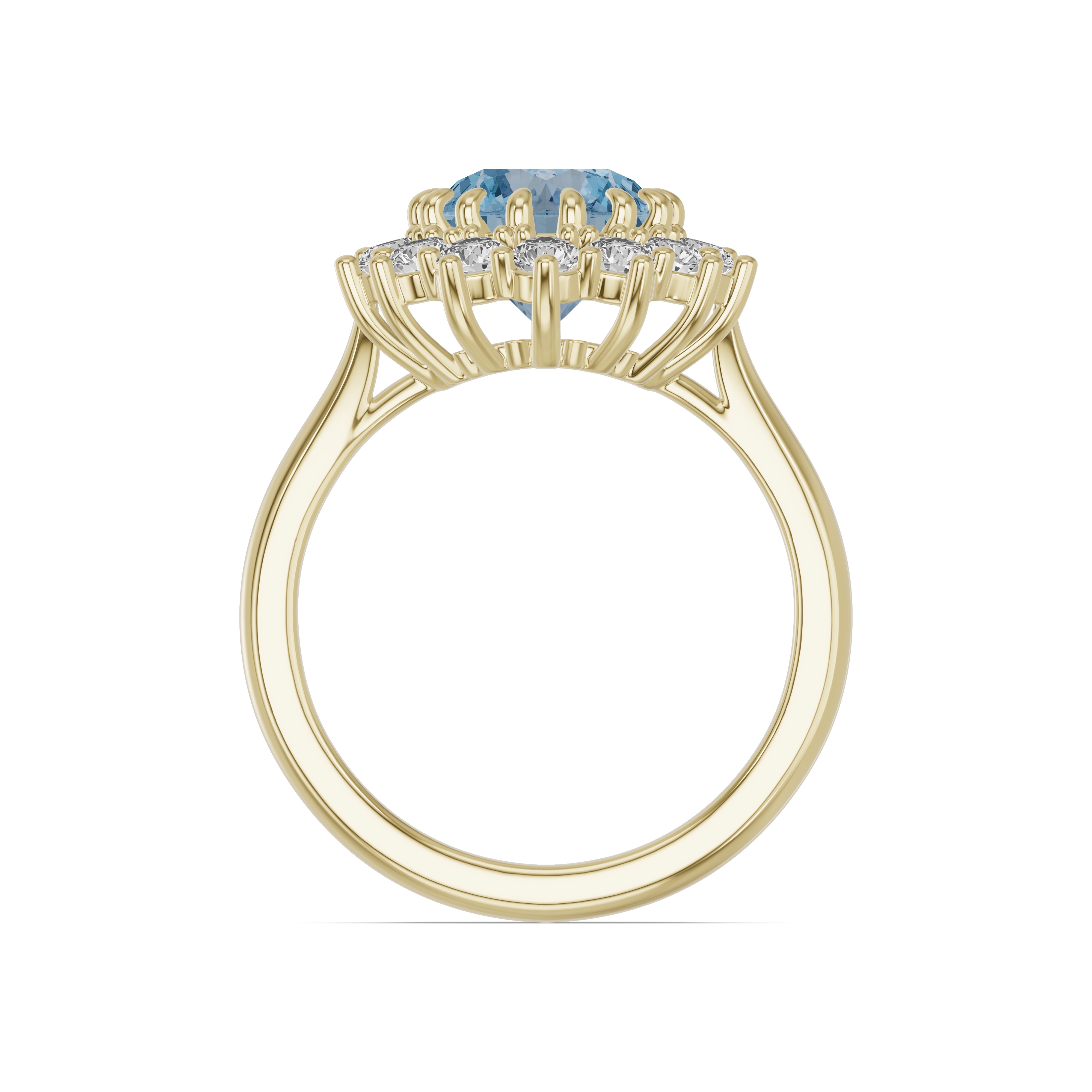 Iconic Oval Aquamarine & Lab Diamond Halo Ring (10x8mm)