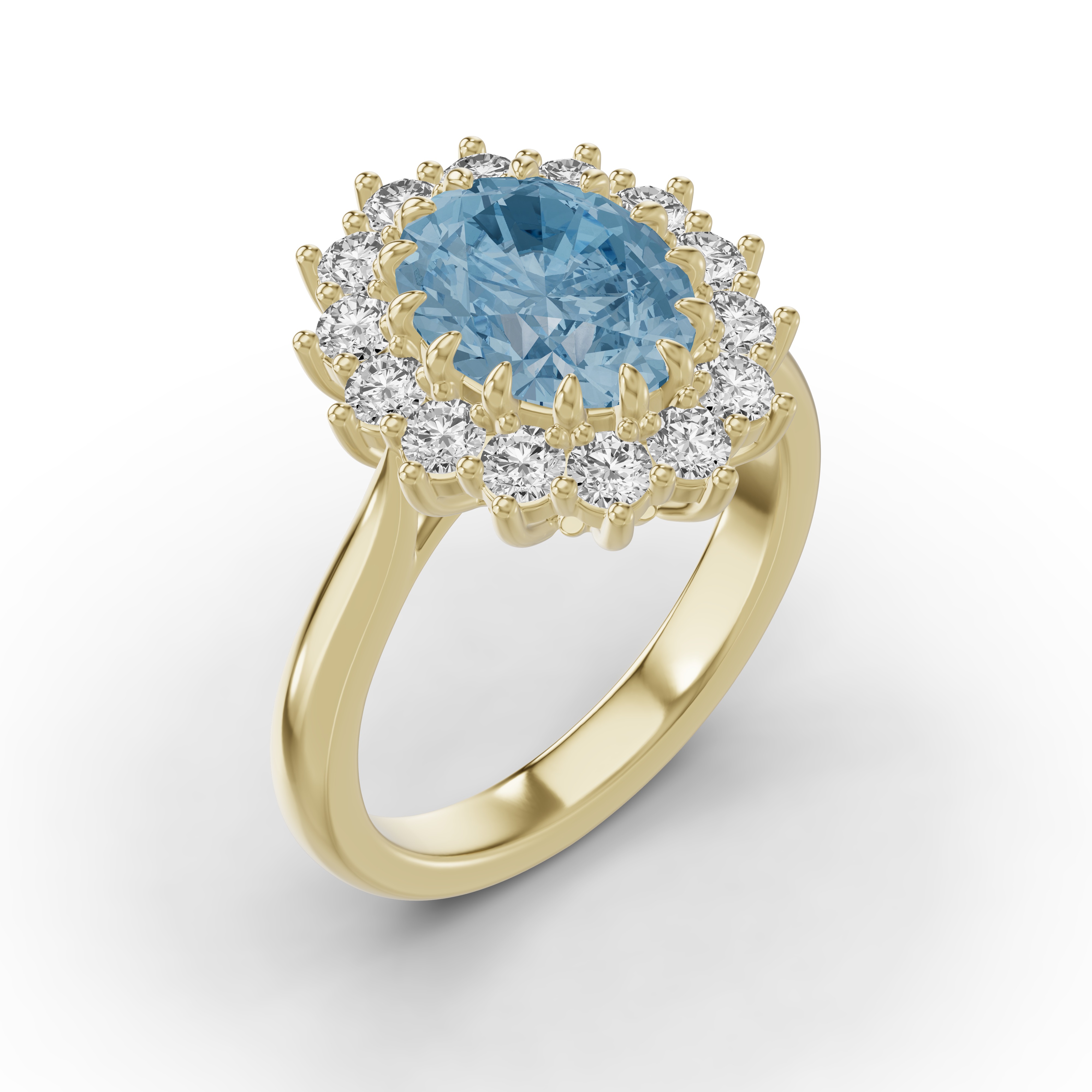 Iconic Oval Aquamarine & Diamond Halo Ring (10x8mm)